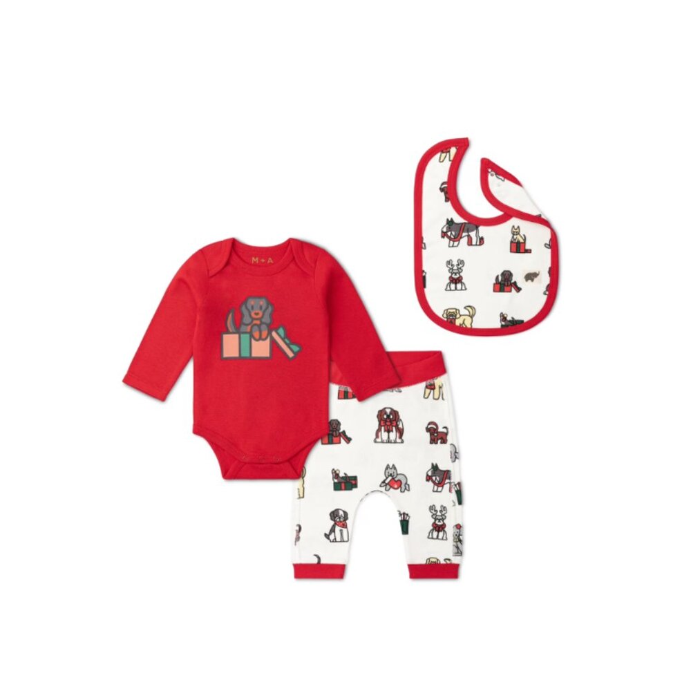 Monica + Andy Organic Cotton Baby Christmas Outfit Set 0–3M Unisex